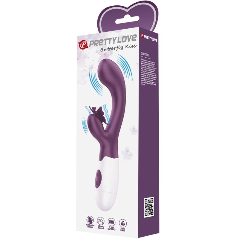 PRETTY LOVE - BUTTERFLY KISS VIBRADOR RABBIT & ESTIMULADOR PUNTO G MORADO - Kanerotika SL