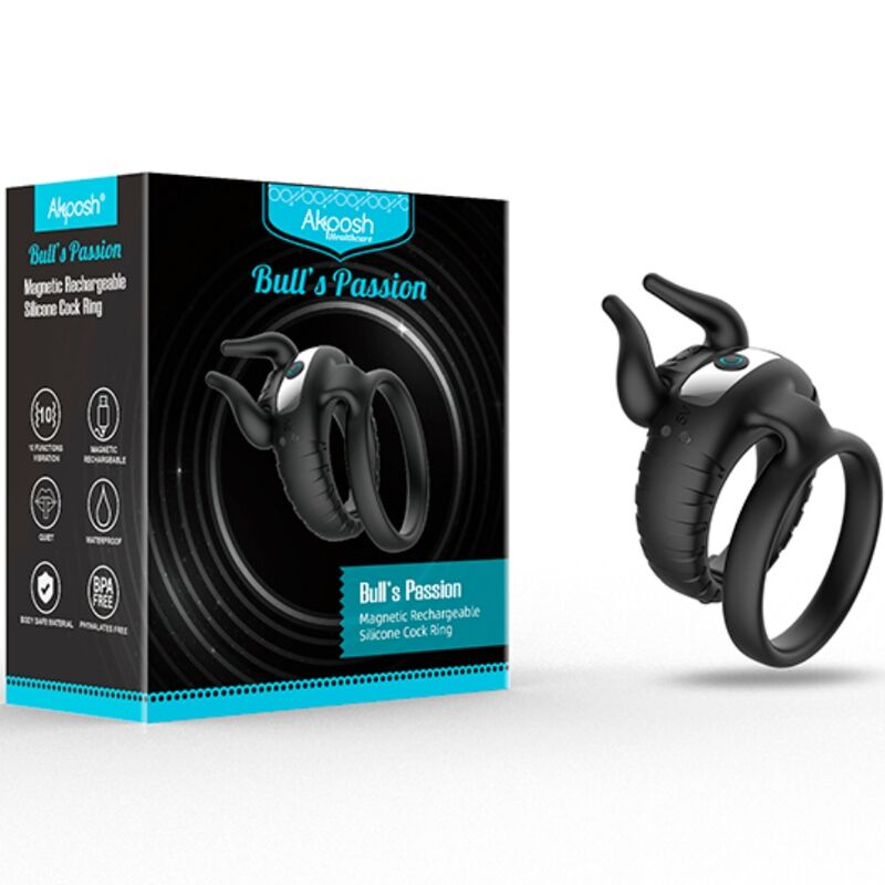 ARMONY - BULL'S PASION ANILLO VIBRADOR 10 VELOCIDADES NEGRO - Kanerotika SL