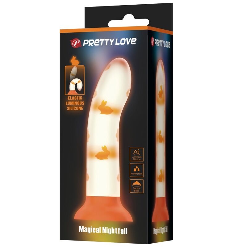 PRETTY LOVE - MAGICAL NIGHTFALL DILDO SIN VIBRACIÓN LUMINOSO NARANJA - Kanerotika SL