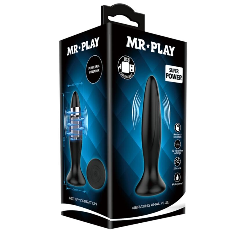 MR PLAY - PLUG ANAL VIBRADOR NEGRO RECARGABLE - Kanerotika SL