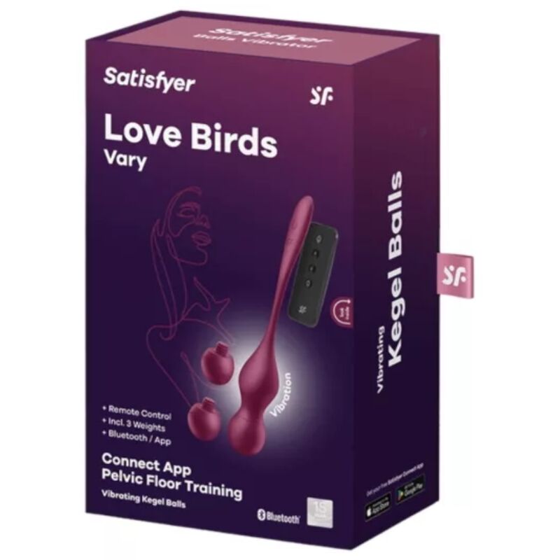 SATISFYER - LOVE BIRDS VARY VIBRATING BALLS FREE APP WINE RED - Kanerotika SL