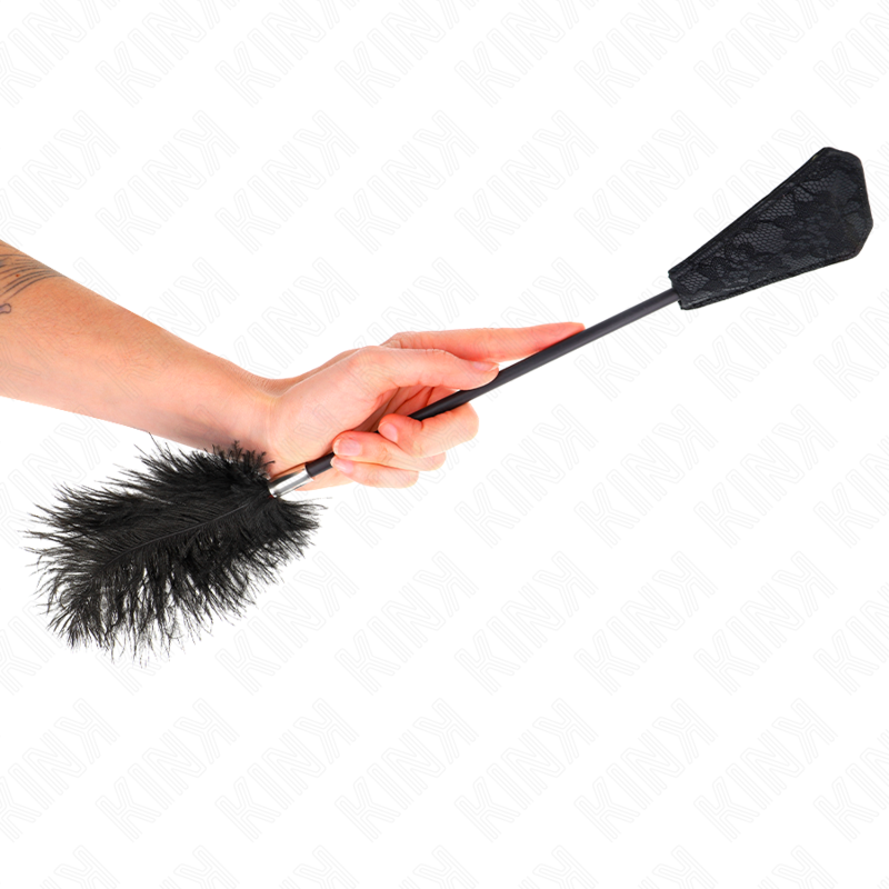 KINK - PLUMAS DE AVESTRUZ PARA COSQUILLAS CON PALETA DE ENCAJE 56 CM - Kanerotika SL