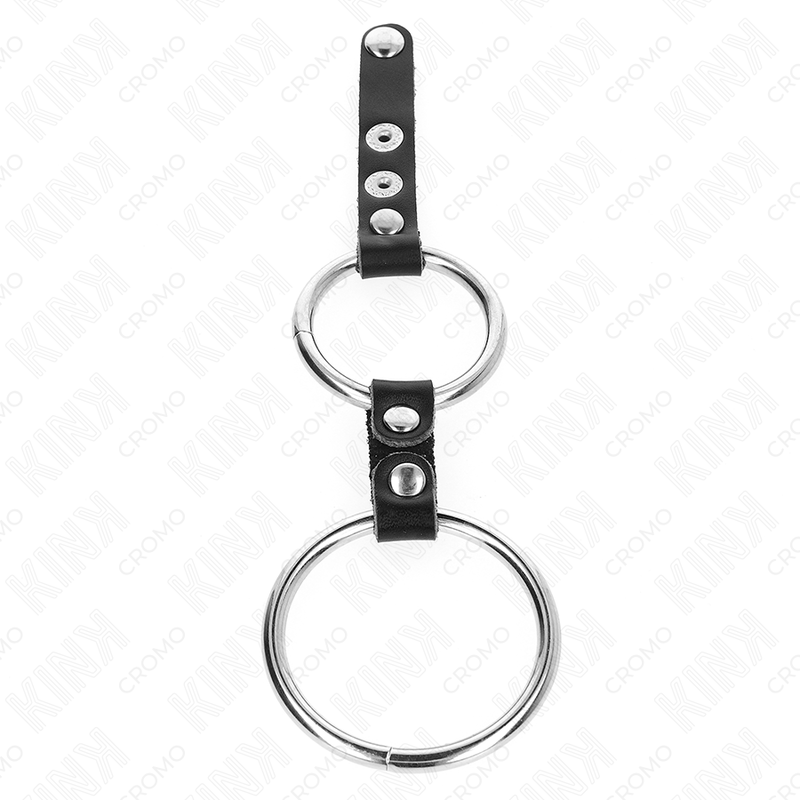 KINK - ANILLO PENE DOBLE 3.8 CM A 5 CM CONECTADOS POR CUERO - Kanerotika SL