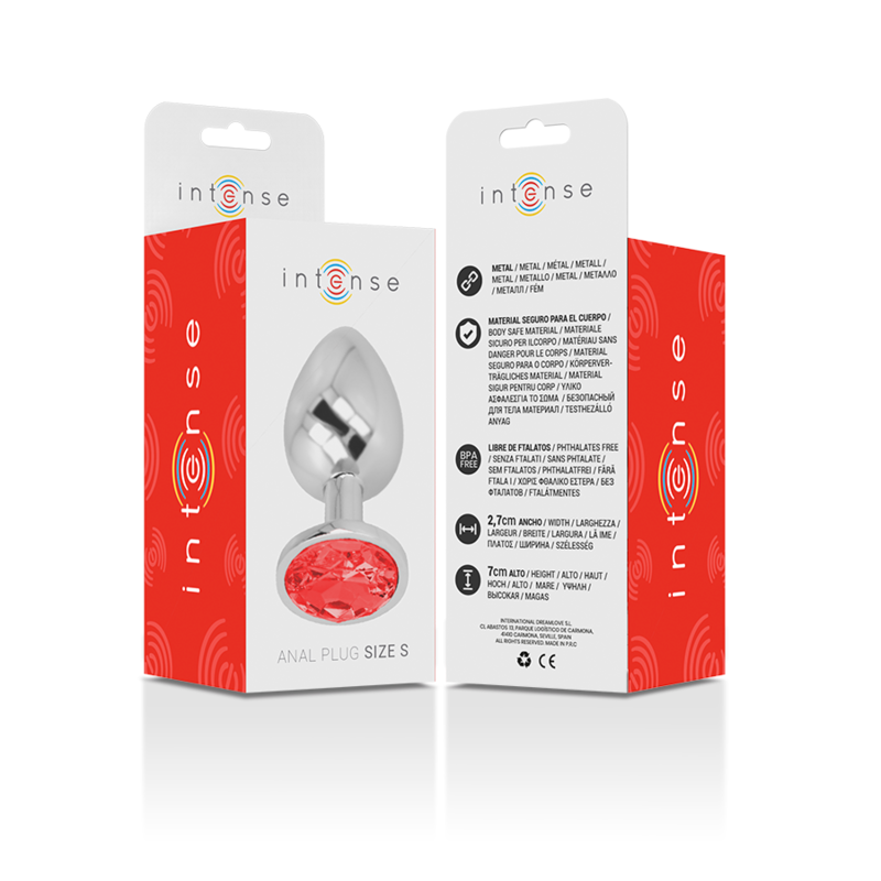 INTENSE - PLUG ANAL METAL ALUMINIO CON CRISTAL ROJO TALLA S - Kanerotika SL