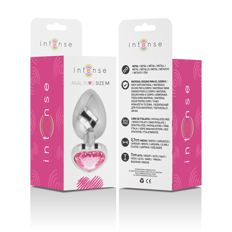 INTENSE - PLUG ANAL METAL ALUMINIO CORAZÓN ROSA TALLA M - Kanerotika SL