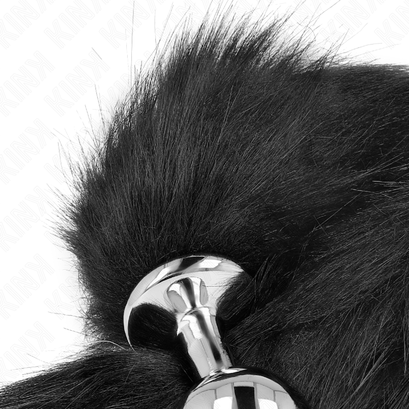KINK - PLUG ANAL TALLA M 8 X 3.5 CM CON COLA SINTÉTICA 40 CM NEGRO - Kanerotika SL