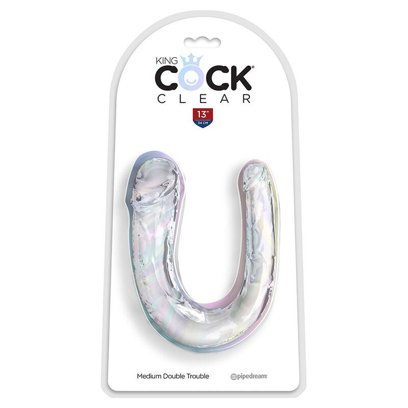 KING COCK - DOUBLE TROUBLE DILDO DOBLE 33 CM TRANSPARENTE - Kanerotika SL