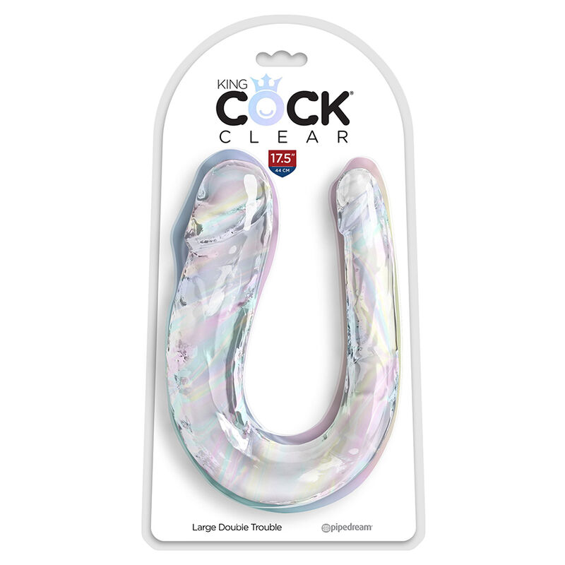 KING COCK - DOUBLE TROUBLE DILDO DOBLE 44 CM TRANSPARENTE - Kanerotika SL