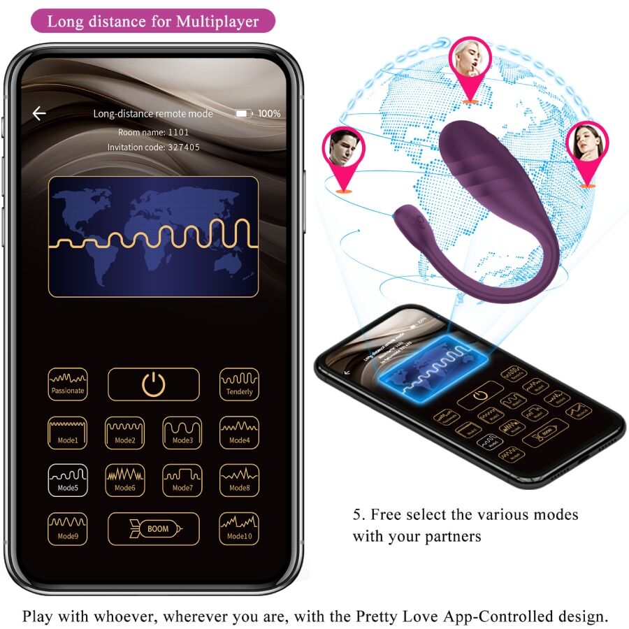 PRETTY LOVE - LEVIATHAN VIBRADOR CONTROLADO POR APP MORADO - Kanerotika SL