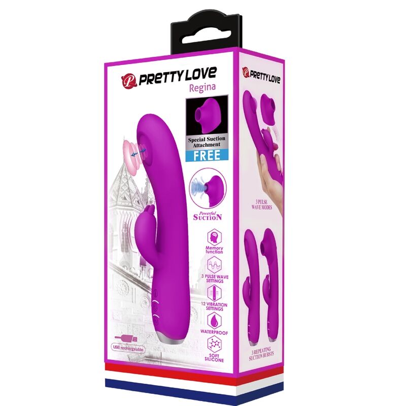 PRETTY LOVE - REGINA VIBRADOR-ONDAS ESTIMULADORAS RECARGABLE MORADO - Kanerotika SL