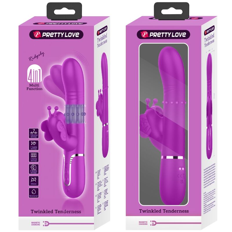 PRETTY LOVE - VIBRADOR RABBIT MULTIFUNCIÓN 4 EN 1 MARIPOSA FUCSIA - Kanerotika SL
