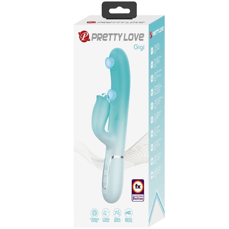 PRETTY LOVE - GIGI VIBRADOR RABBIT MULTIFUNCIÓN VERDE AGUA - Kanerotika SL