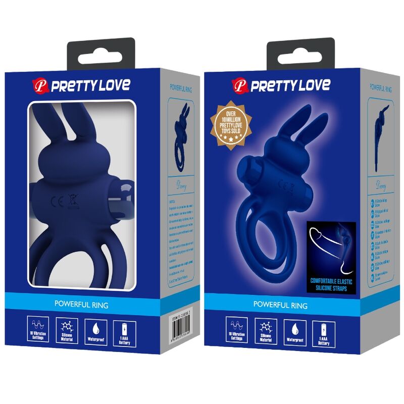 PRETTY LOVE - DAREY DOBLE ANILLO VIBRADOR RABBIT AZUL - Kanerotika SL