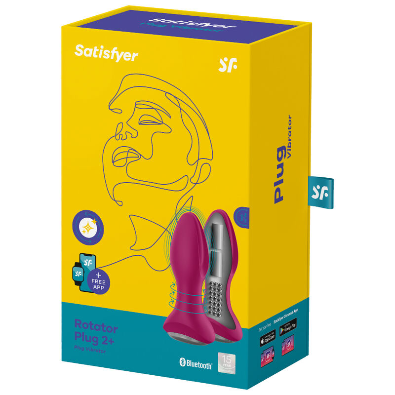 SATISFYER - ROTATOR PLUG 2+ PLUG VIBRADOR APP ROJO - Kanerotika SL
