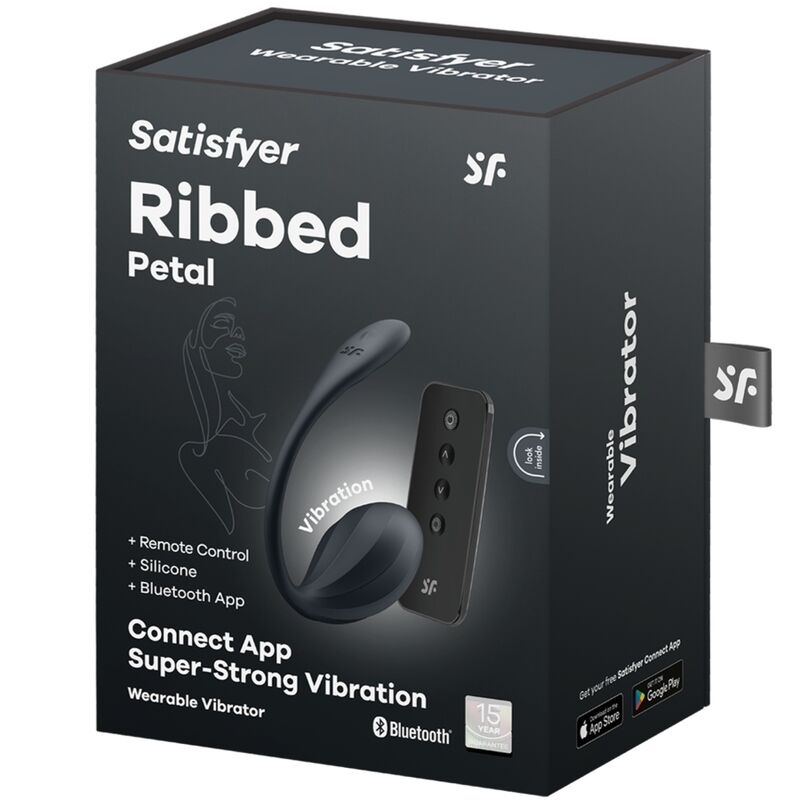 SATISFYER - RIBBED PETAL ESTIMULADOR PUNTO G CONTROL REMOTO NEGRO APP GRATUITA - Kanerotika SL