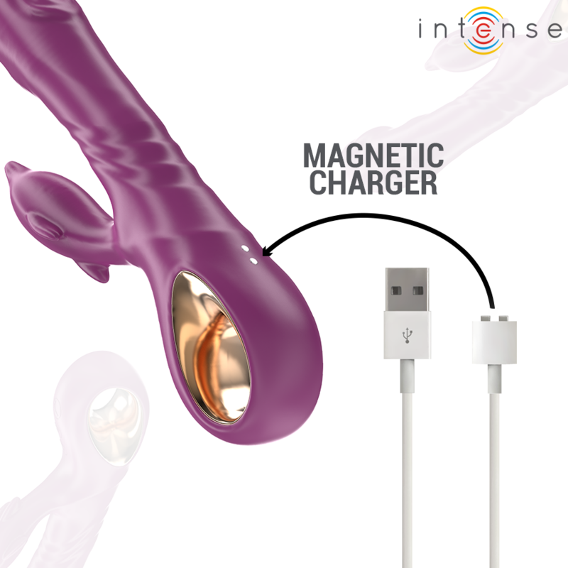 INTENSE - HALLE VIBRADOR MULTIFUNCIÓN CON LENGUA ESTIMULADORA EN FORMA DE DELFÍN MORADO - Kanerotika SL