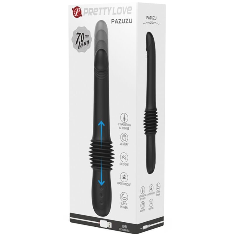 PRETTY LOVE - PAZUZU VIBRADOR 3 MODOS DE EMPUJE NEGRO - Kanerotika SL