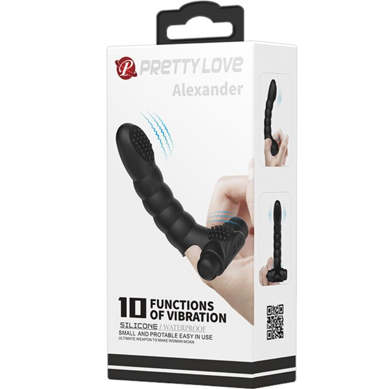 PRETTY LOVE - ALEXANDER VIBRADOR DE DEDO 10 VIBRACIONES NEGRO - Kanerotika SL