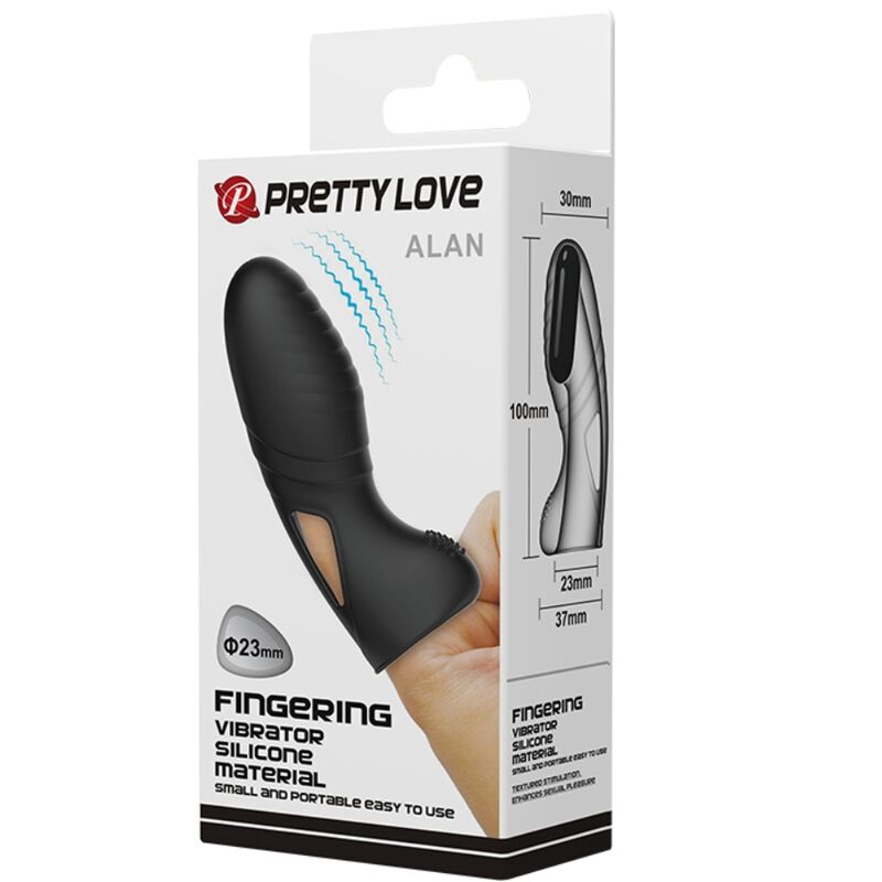 PRETTY LOVE - ALAN VIBRADOR DE DEDO SILICONA NEGRO - Kanerotika SL