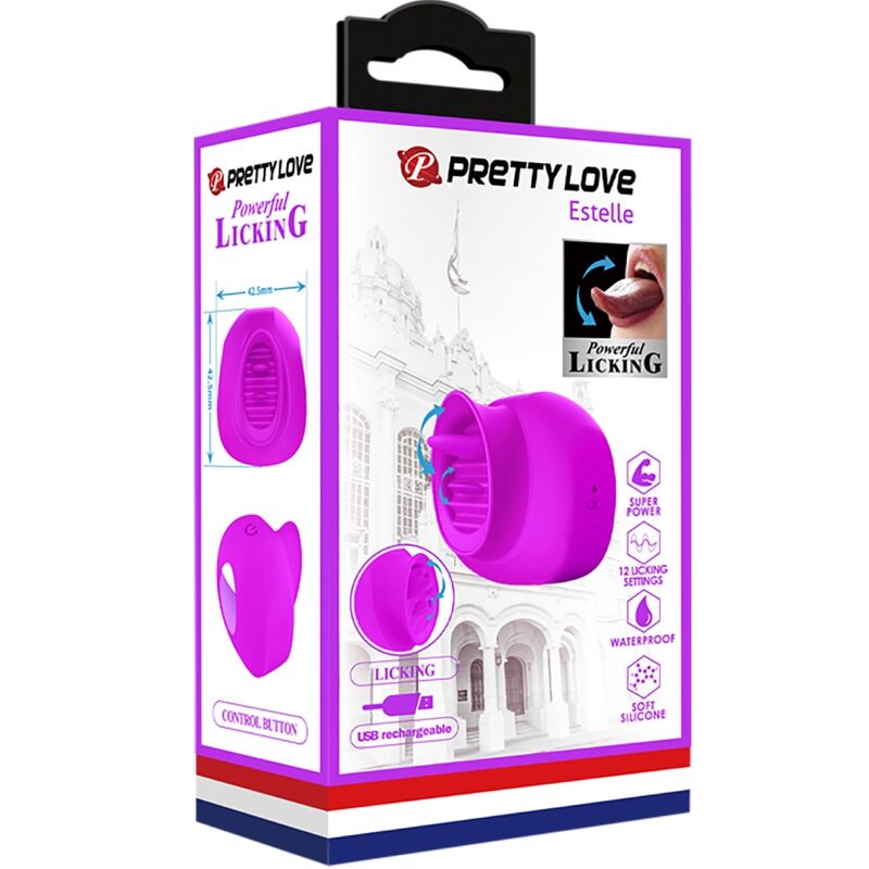 PRETTY LOVE - ESTELLE LENGUA ESTIMULADORA CLÍTORIS 12 VIBRACIONES MORADO - Kanerotika SL