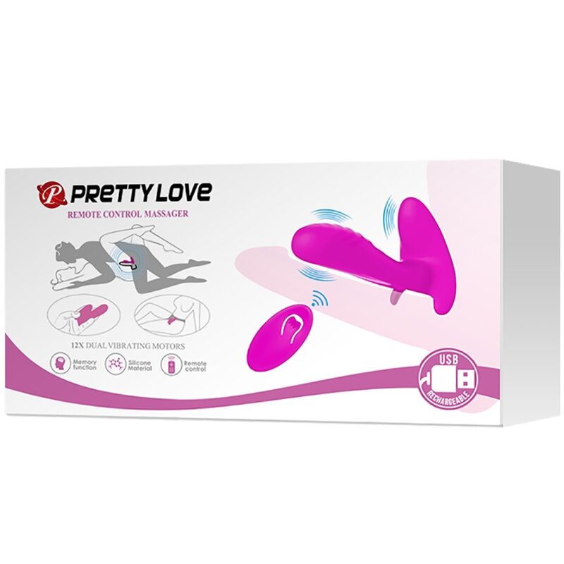 PRETTY LOVE - MASAJEADOR & VIBRADOR 12 VIBRACIONES CONTROL REMOTO MORADO - Kanerotika SL