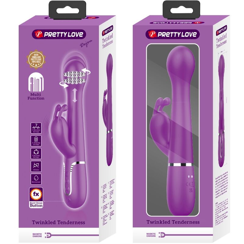 PRETTY LOVE - DEJON VIBRADOR RABBIT MULTIFUNCIÓN 3 EN 1 MORADO - Kanerotika SL