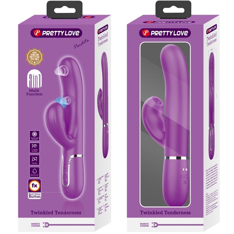 PRETTY LOVE - PERLITA VIBRADOR RABBIT MULTIFUNCIÓN 3 EN 1 MORADO - Kanerotika SL