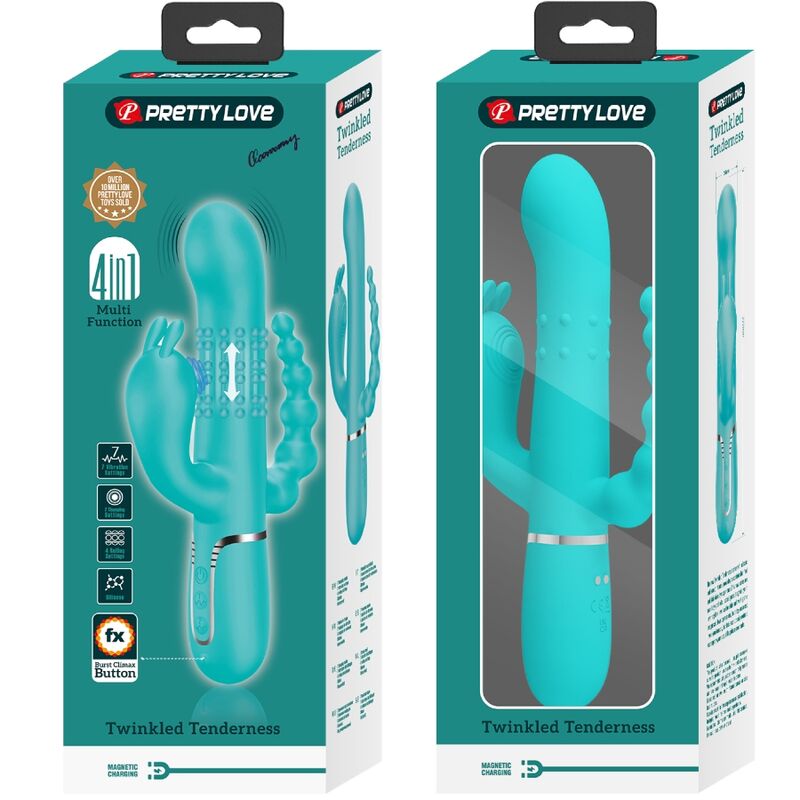 PRETTY LOVE - CAMMY TRIPLE VIBRADOR RABBIT MULTIFUNCIÓN 4 EN 1 AZUL - Kanerotika SL
