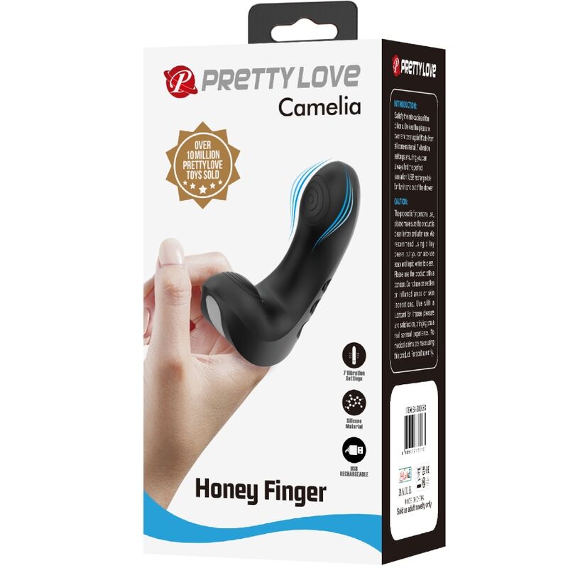 PRETTY LOVE - CAMELIA VIBRADOR DE DEDO 7 VIBRACIONES NEGRO - Kanerotika SL