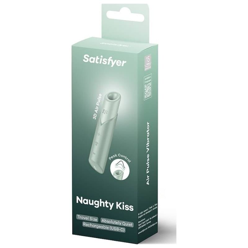 SATISFYER - NAUGHTY KISS ESTIMULADOR CLÍTORIS POR ONDAS VERDE AGUA - Kanerotika SL