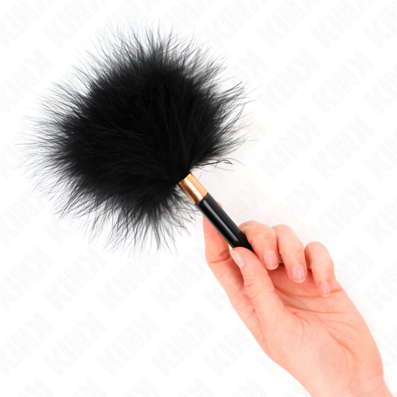 KINK - PLUMAS PARA COSQUILLAS METAL DORADO NEGRA 18 CM - Kanerotika SL