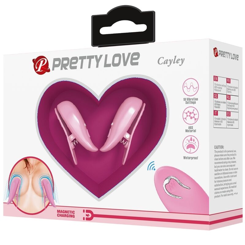 PRETTY LOVE - CAILEY PINZAS PARA PEZONES 10 VIBRACIONES CONTROL REMOTO ROSA - Kanerotika SL