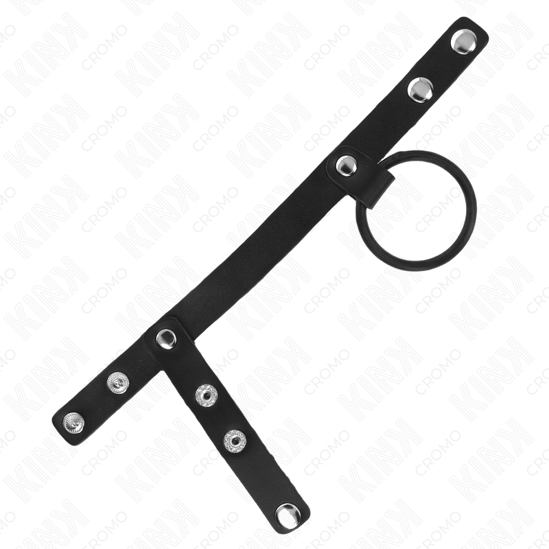 KINK - ANILLO PENE SILICONA 3.8 CM CON DIVISOR DE BOLAS Y CORREA DE CUERO 22 X 1.5 CM - Kanerotika SL