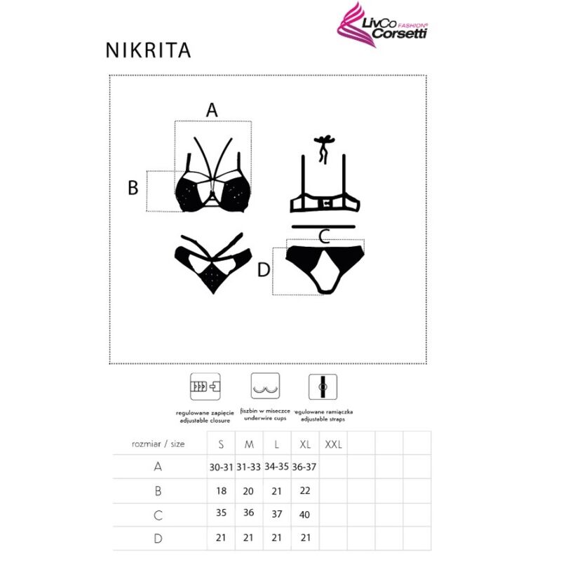 LIVCO CORSETTI FASHION - NIKRITA LC 90674 SUJETADOR + PANTIES NEGRO M - Kanerotika SL