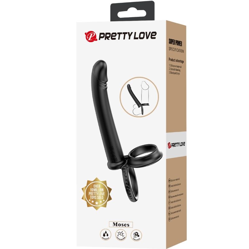 PRETTY LOVE - MOSES ANILLO DOBLE PENE PARA DONLE PENETACIÓN NEGRO - Kanerotika SL