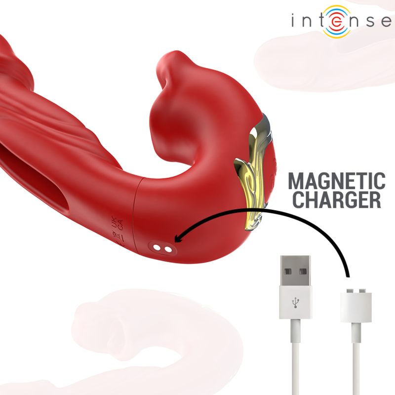 INTENSE - NATHY VIBRADOR DOBLE CON BOCA ESTIMULADORA MULTIFUNCIÓN ROJO - Kanerotika SL