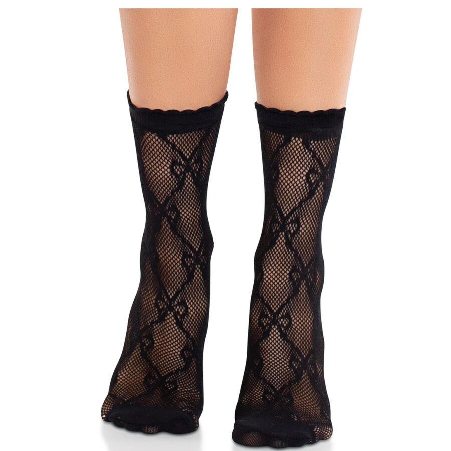 LEG AVENUE - CALCETINES DE ENCAJE DE LAZOS NEGRO - Kanerotika SL