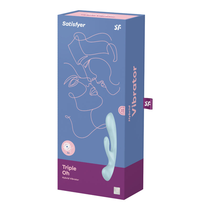 SATISFYER - TRIPLE OH VIBRADOR HÍBRIDO AZUL - Kanerotika SL
