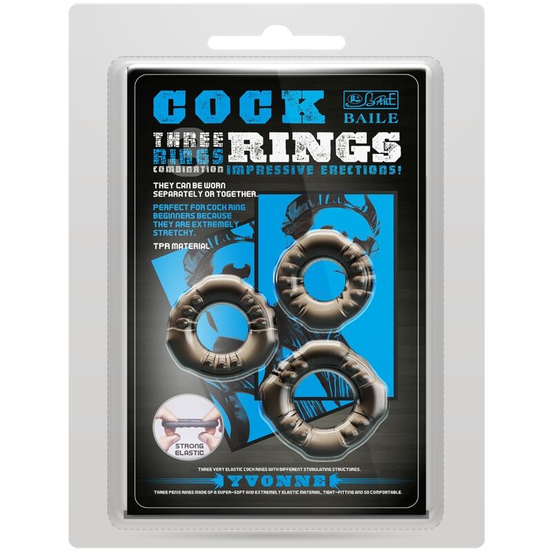BAILE - COCK RINGS YVONNE SET 3 ANILLOS PENE - Kanerotika SL