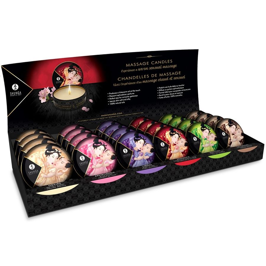 SHUNGA - MINI CARESS BY CANDLELIGHT DISPLAY VELAS MASAJE 24 UDS - Kanerotika SL