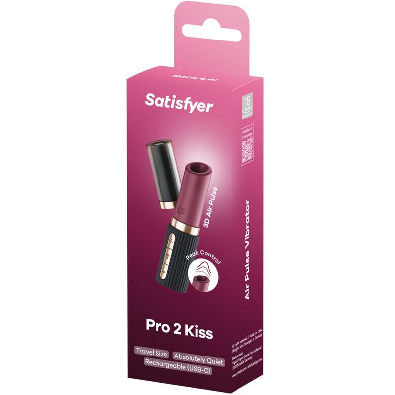 SATISFYER - PRO 2 KISS ESTIMULADOR CLÍTORIS POR ONDAS GRANATE / NEGRO - Kanerotika SL