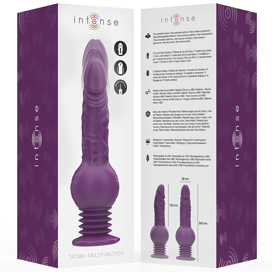 INTENSE - TATUM MULTIFUNCTION VIBRATOR WITH UP AND DOWN VIBRATION 24 CM PURPLE - Kanerotika SL