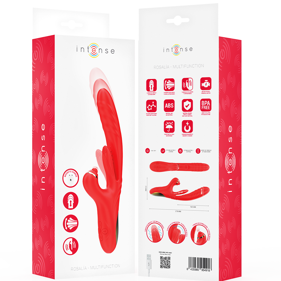 INTENSE - ROSALIA MULTIFUNCTION VIBRATOR 3 IN 1 RED - Kanerotika SL