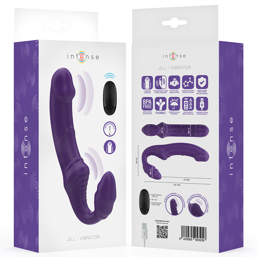 INTENSE - JILL VIBRADOR DOBLE 20 CM VIOLETA CONTROL REMOTO - Kanerotika SL
