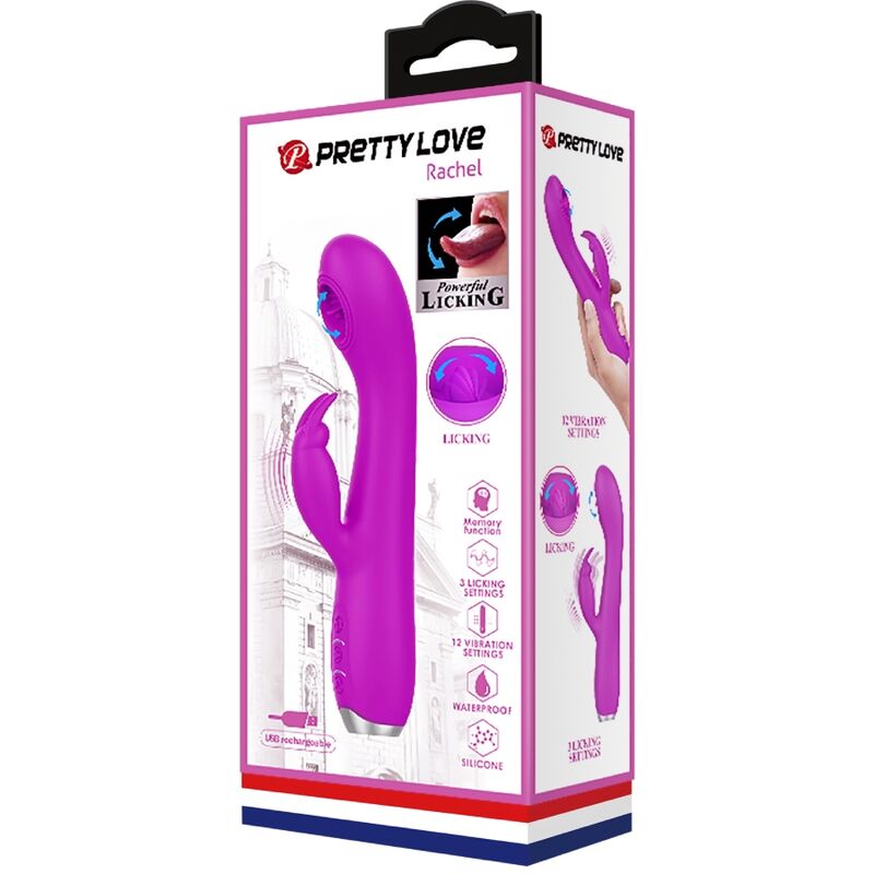 PRETTY LOVE - RACHEL RECHARGEABLE VIBRATOR WITH PURPLE SUCTION CUP - Kanerotika SL