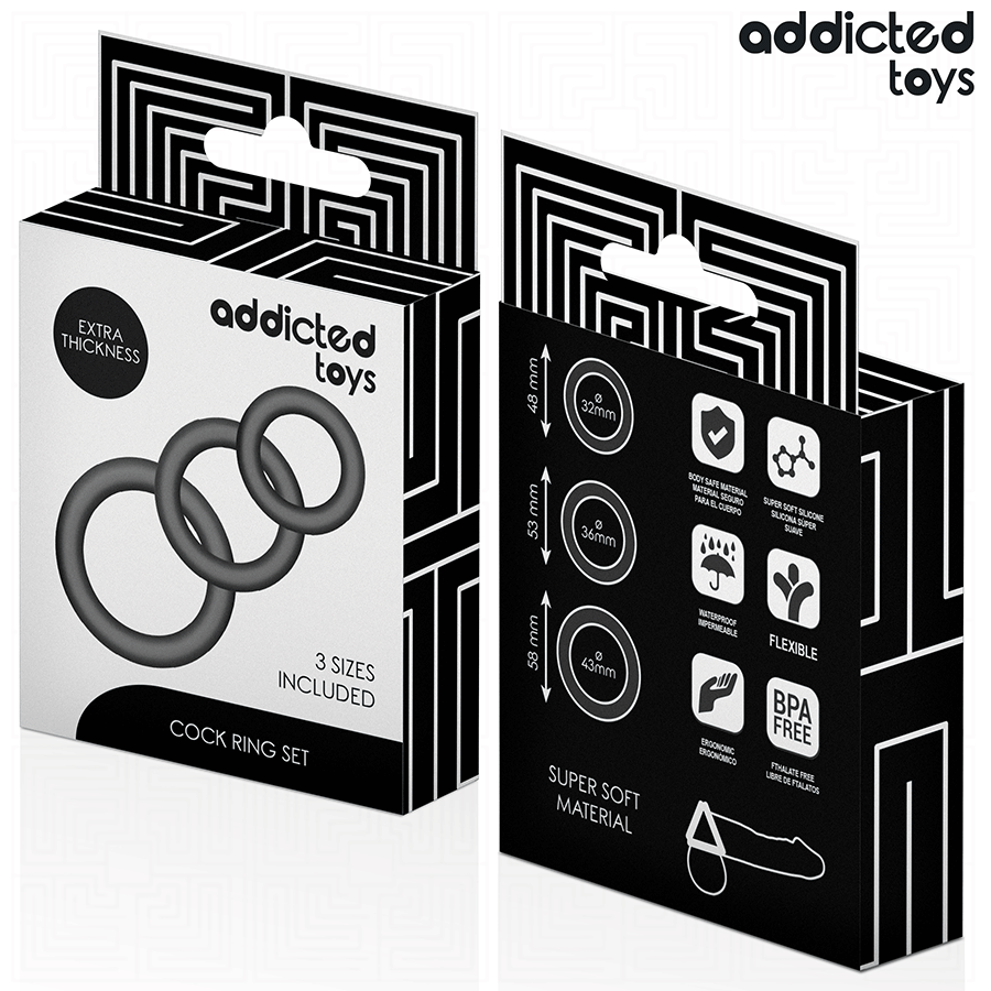 ADDICTED TOYS - SET DE ANILLOS SILICONA MODELO 1 - Kanerotika SL