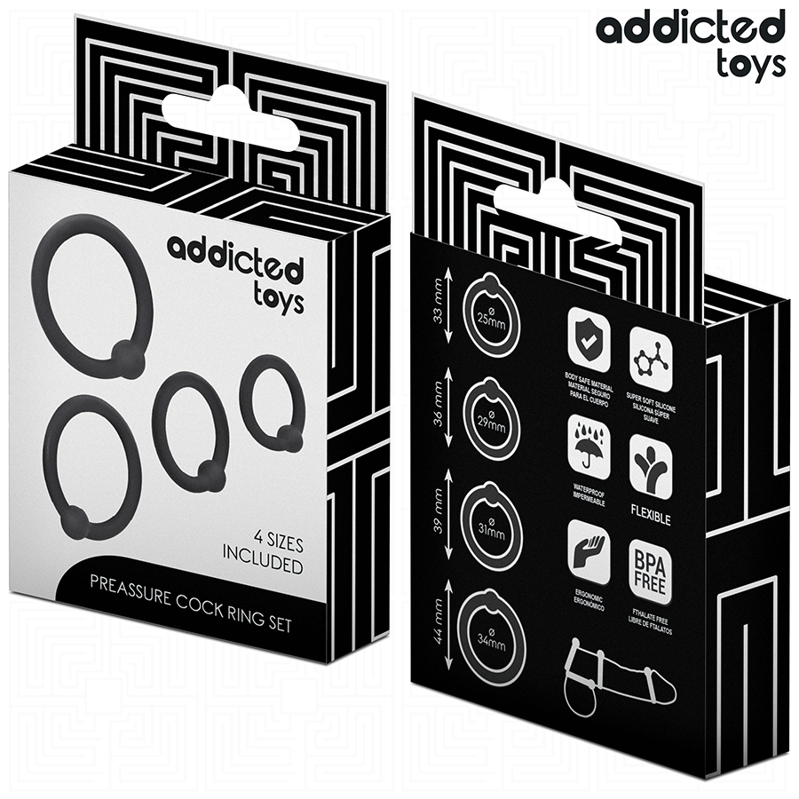 ADDICTED TOYS - SET ANILLOS SILICONA DE PRESIÓN - Kanerotika SL