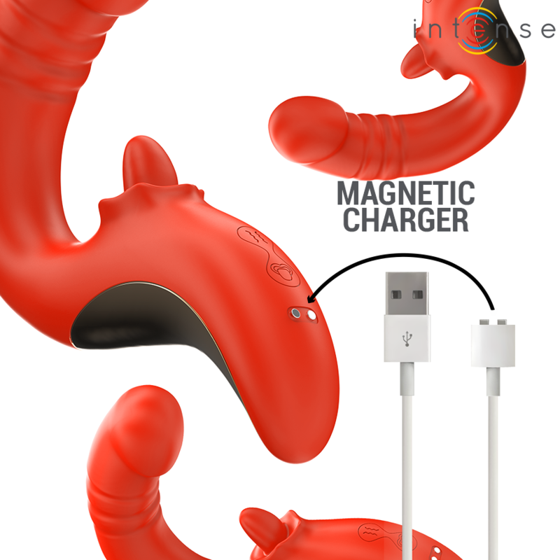 INTENSE - PAULINA VIBRATOR AND STIMULATOR IN U SHAPE RED - Kanerotika SL