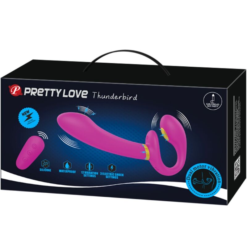 PRETTY LOVE - THUNDERBIRD DOUBLE STRAP-ON VIBRATOR REMOTE CONTROL PURPLE - Kanerotika SL