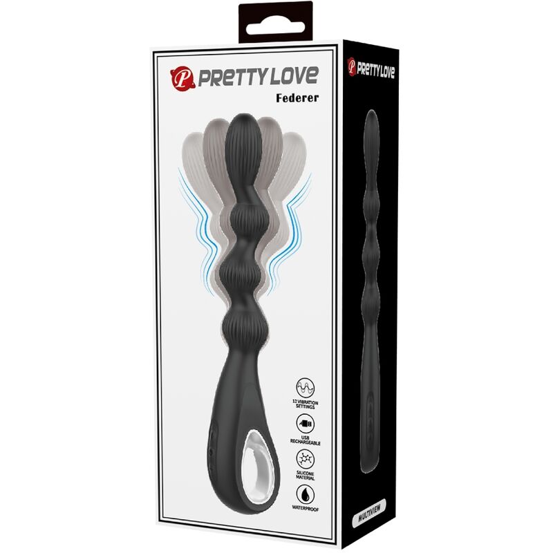 PRETTY LOVE - FEDERER ANAL VIBRATOR 12 VIBRATIONS BLACK - Kanerotika SL